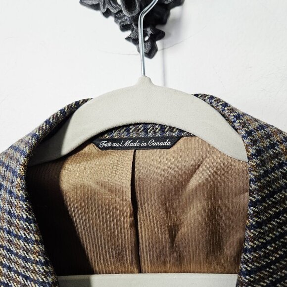 Jack Victor 44L Sport Coat 100% Wool Plaid Three Button Fully Lined - Picture 3 of 7